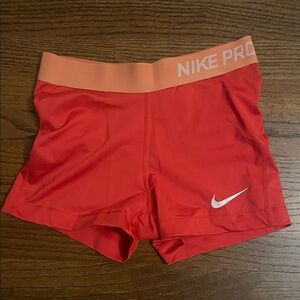 Nike Pro Bright Red Shorts with Orange Waistband